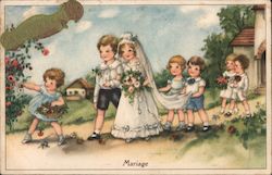 Children, Marriage Postcard