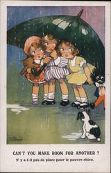 Can't You Make Room For Another? N'y a-t-il pas de place pour le pauvre chien. Artist Signed Agnes Richardson Postcard Postcard Postcard