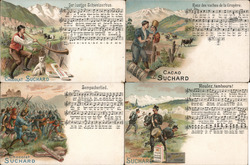 Lot of 4: Suchard Chocolate Swiss Songs Postcard