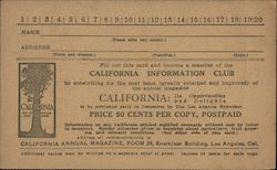 California Information Club Subscription Form Postcard