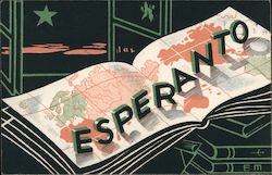 Frecnh Esperanto Card - Large Letter, Map Postcard Postcard Postcard