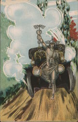 Mercury Running in Front of a Model T Advertising Postcard Postcard Postcard