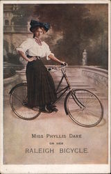 Miss Phyllis Dare on her Raleigh Bicycle Advertising Postcard Postcard Postcard