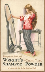 Shampoo at home with Wright's Coal Tar Shampoo Powder Advertising Postcard Postcard Postcard