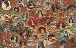 Cigar Bands Collage Featuring Women Postcard