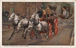 Horse-drawn Fire Engine - Bell Telephone Advertising Postcard Postcard Postcard