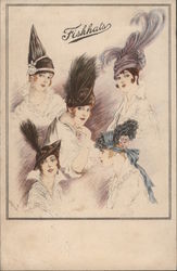 Fiskhats - Five ladies in fancy hats. Advertising Postcard Postcard Postcard