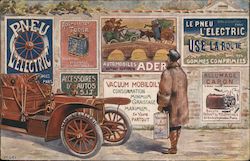 French Automobile Advertising Pneu L'electric Postcard Postcard Postcard