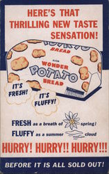 Here's that thrilling new taste sensation Wonder Potato Bread Advertising Postcard Postcard Postcard