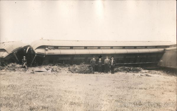 People Standing Near A Wrecked Train. Disasters Postcard