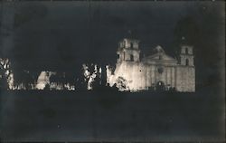 Night Scene - Mission Santa Barbara California Postcard Postcard Postcard