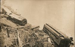 Trains derailed by the water Postcard