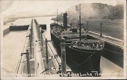 Entereing lower chamber, Miraflores Locks, Panama Canal Postcard