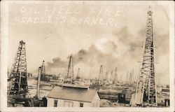 Oil Field Fire, Bradley's Corner Texas Oil Wells Postcard Postcard Postcard