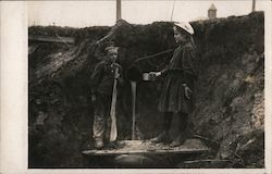 Children Getting Water from Pipe Postcard