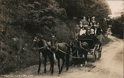 Mount Wellington Large Group of People on Horse-Drawn Wagon Postcard