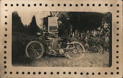 Young Man on Early Indian Motorcycle Motorcycles Postcard Postcard Postcard