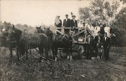 "Uncle Bill Going to Town" People in Wagon Pulled by Horses, Labor Day Postcard