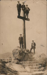 Men Atop the Cross on Mount Rubidoux Riverside, CA Postcard Postcard Postcard