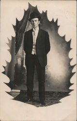 Man in Suit Stands Waiting on Carpet Postcard