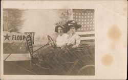 Studio: Two Women in Car "Oklahoma" Postcard