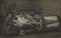 Children with Toy Car, Decorated for Parade Postcard