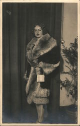 Woman in Fur Coat Postcard