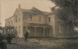 A Man Poses With His House Buildings Postcard Postcard Postcard