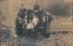 Group of people posing on a railroad engine Trains, Railroad Postcard Postcard Postcard