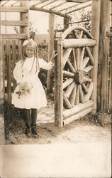 Little Girl at the Garden Gate Postcard