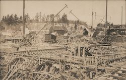 Logging or Mining, Construction Site Postcard