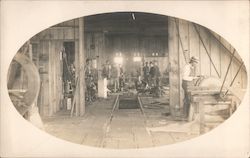 Men Standing in a Workshop Postcard