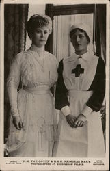 H.M. The Queen & Nurse H.R.H. Princess Mary Photographed at Buckingham Palace Postcard