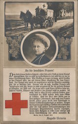 An Die Deutschen Frauen - "To the German Women" - Wording in German, photo of Red Cross Wagon Postcard