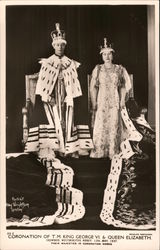 Coronation of T.M. King George VI & Queen Elizabeth - Crowned, Westminster Abbey - 12th May, 1937 - Their Majesties in Coronatio Postcard