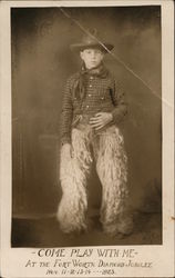 Come Play With Me - Boy Wearing Wooly Chaps Fort Worth, TX Cowboy Western Postcard Postcard Postcard