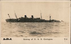 Sinking of U.S.S. Covington Battleships Postcard Postcard Postcard