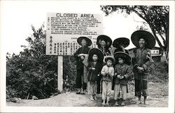 Family at New Territories of Hong Kong "Closed Area" sign Postcard Postcard Postcard