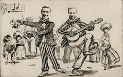 Photo Heads on Drawn Bodies, Banjo Player Postcard