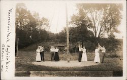 Recreational Park Auglaize River. Four couples around a May pole Postcard