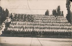 The Living Flag-People standing to represent the flag of the USA Postcard