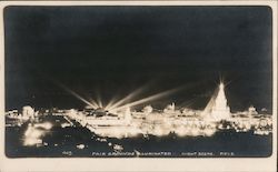 Fair grounds illuminated night scene P.P.I.E Postcard