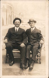 Studio: Two Men on a Bench San Francisco, CA 1915 Panama-Pacific Exposition Postcard Postcard Postcard