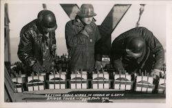 Setting cable wires in saddle of G.Gate Bridge Tower San Francisco, CA Piggott Photo Postcard Postcard Postcard