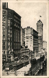 Looking Down Market Street from Thrid Street Postcard