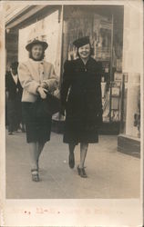 Two Women Walking on the Sidewalk San Francisco, CA Postcard Postcard Postcard