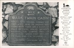 Mark Twain Cabin Historical Marker Postcard