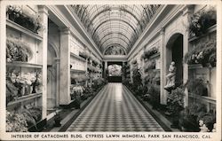 Interior of Catacombs Bldg. Cypress Lawn Memorial Park Postcard