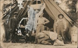 Men Standing Outside a Tent Postcard