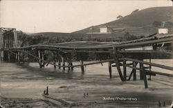 Wrecked Railroad Bridge, Humboldt County? California Ansley Photo Postcard Postcard Postcard